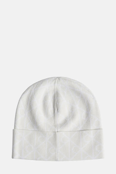 Beige gebreide muts van Calvin Klein, met een subtiel geweven patroon.