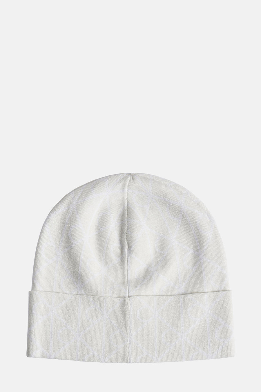 Beige gebreide muts van Calvin Klein, met een subtiel geweven patroon.