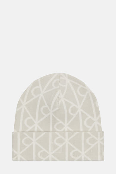 Beige Calvin Klein muts met toon-op-toon grafische print.
