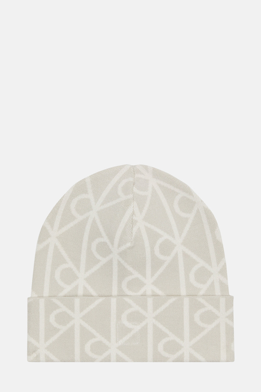Beige Calvin Klein muts met toon-op-toon grafische print.