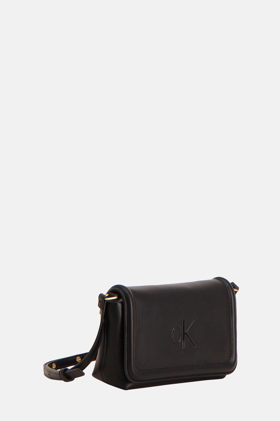 Zwarte schoudertas van Calvin Klein met ton-sur-ton logo aan de voorkant.