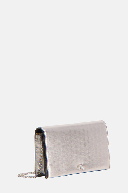 Zilveren Calvin Klein schoudertas met zilveren ketting.