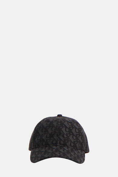 Casquette noire de Calvin Klein avec motif ton sur ton.
