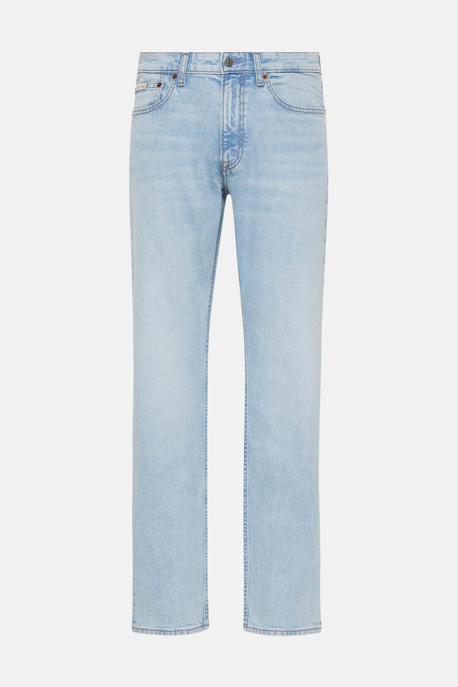 Jean slim en denim bleu clair de Calvin Klein, coupe droite classique.