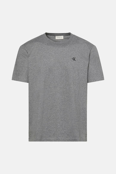 Grijs T-shirt met korte mouwen van Calvin Klein Jeans met geborduurd CK-logo.