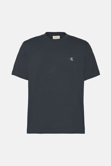 Blauw T-shirt met korte mouwen van Calvin Klein Jeans, met geborduurd logo op de borst.
