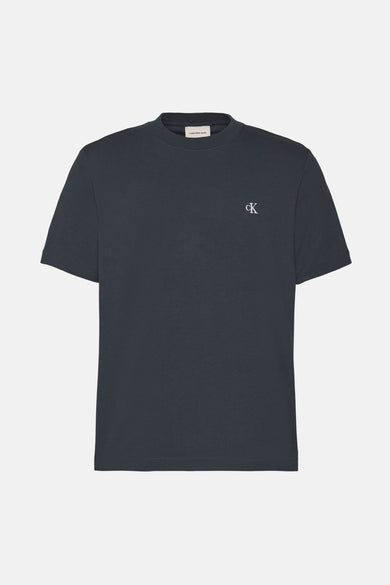 Blauw T-shirt met korte mouwen van Calvin Klein Jeans, met geborduurd logo op de borst.