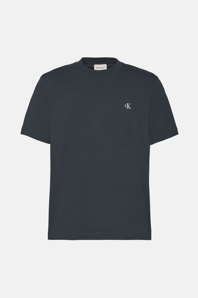 Blauw T-shirt met korte mouwen van Calvin Klein Jeans, met geborduurd logo op de borst.