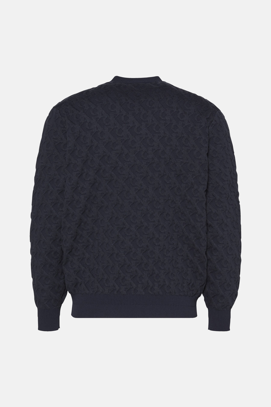 Sweat bleu marine by Calvin Klein, avec motif texturé ton sur ton sur l'ensemble.