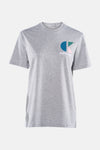 Grijs T-shirt met korte mouwen van Calvin Klein, met een geometrisch meerkleurig logo en merknaam.