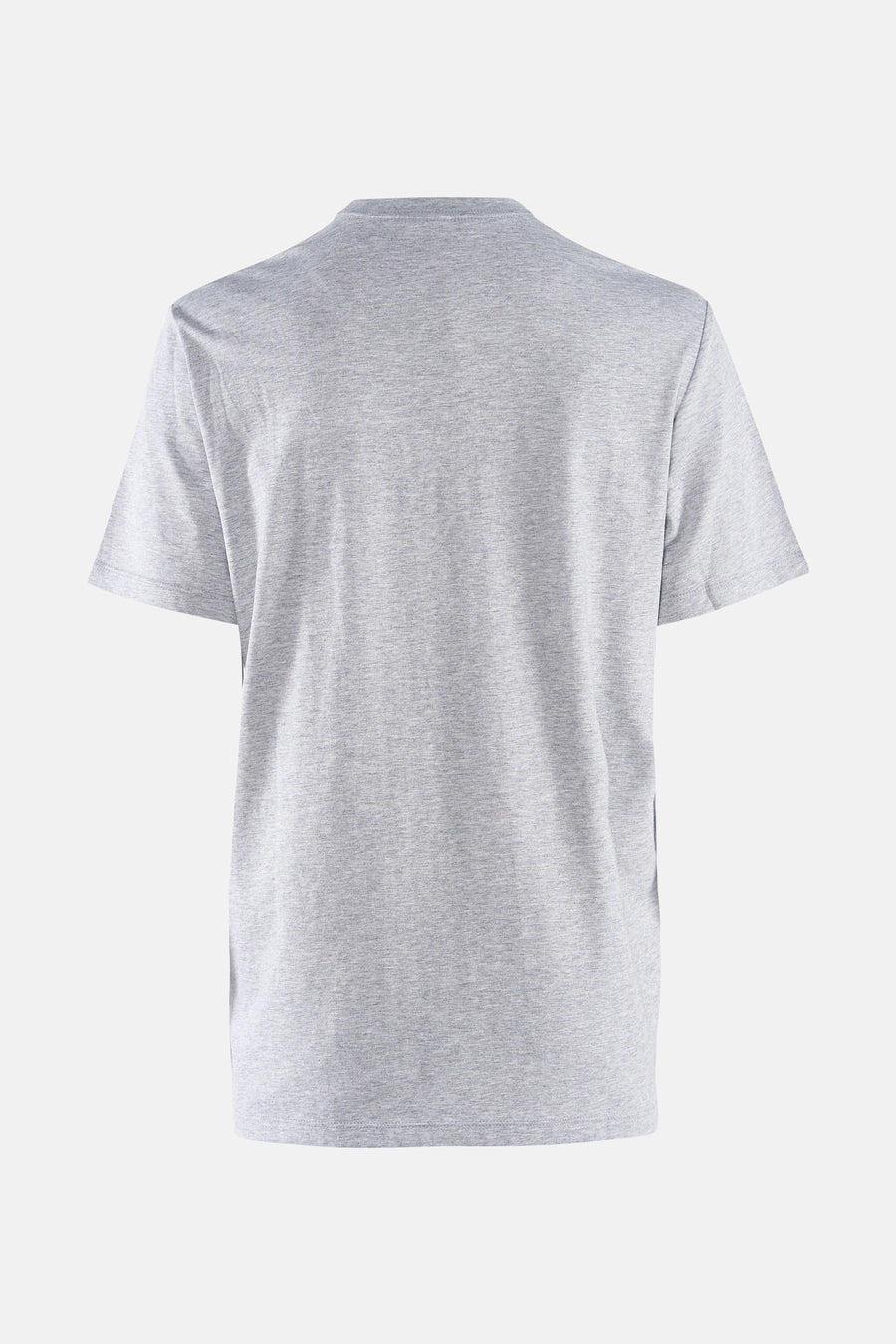 Grijs T-shirt met korte mouwen van Calvin Klein, achteraanzicht op witte achtergrond.
