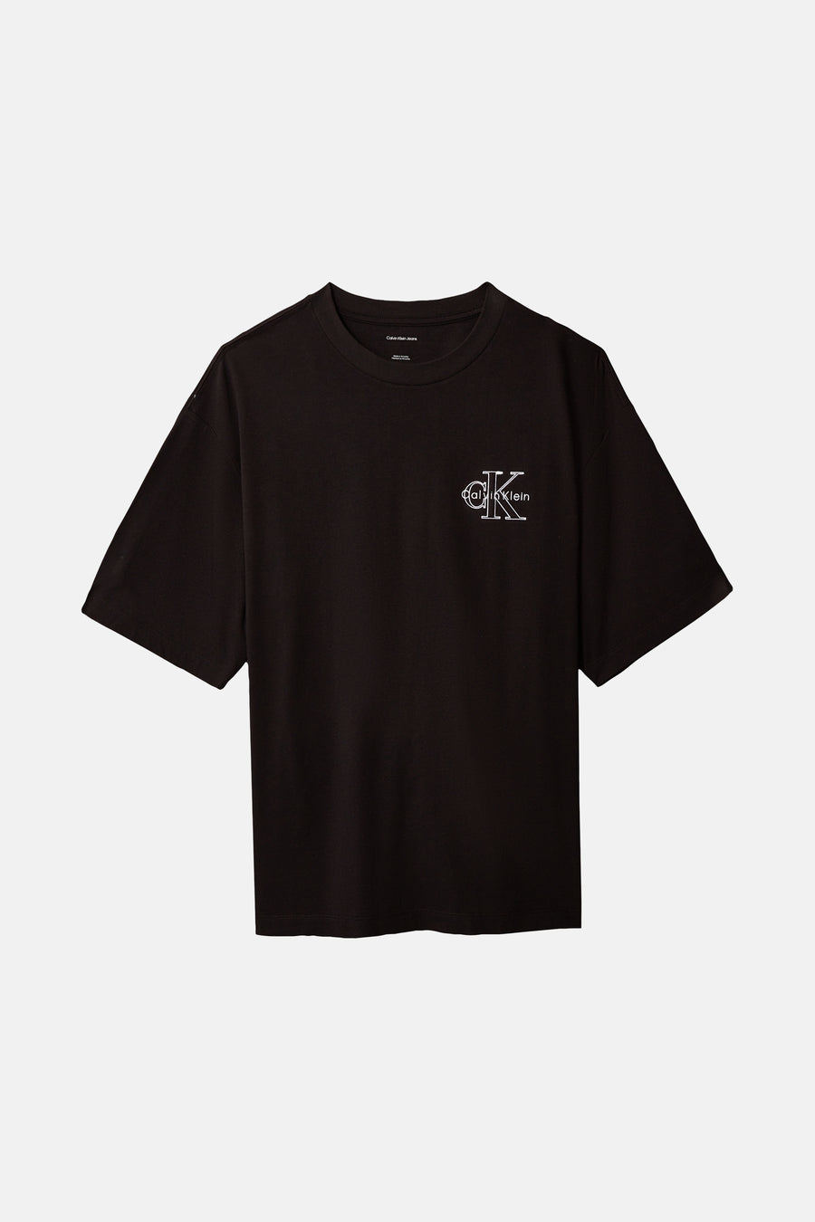 T-shirt noir à manches courtes de Calvin Klein avec un logo sur le devant.