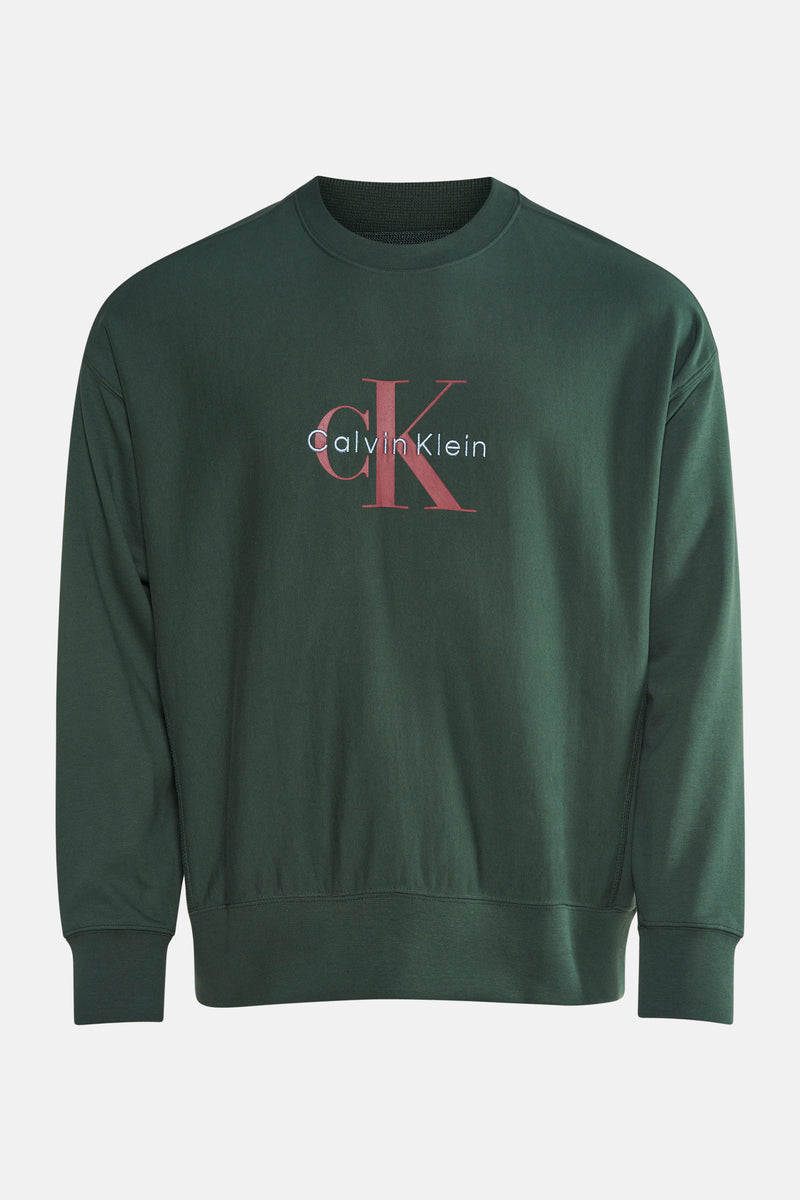 Groen Calvin Klein sweatshirt met geborduurd logo op de voorkant.