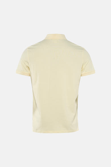 Gele T-shirt met korte mouwen van Calvin Klein, achteraanzicht op neutrale achtergrond.