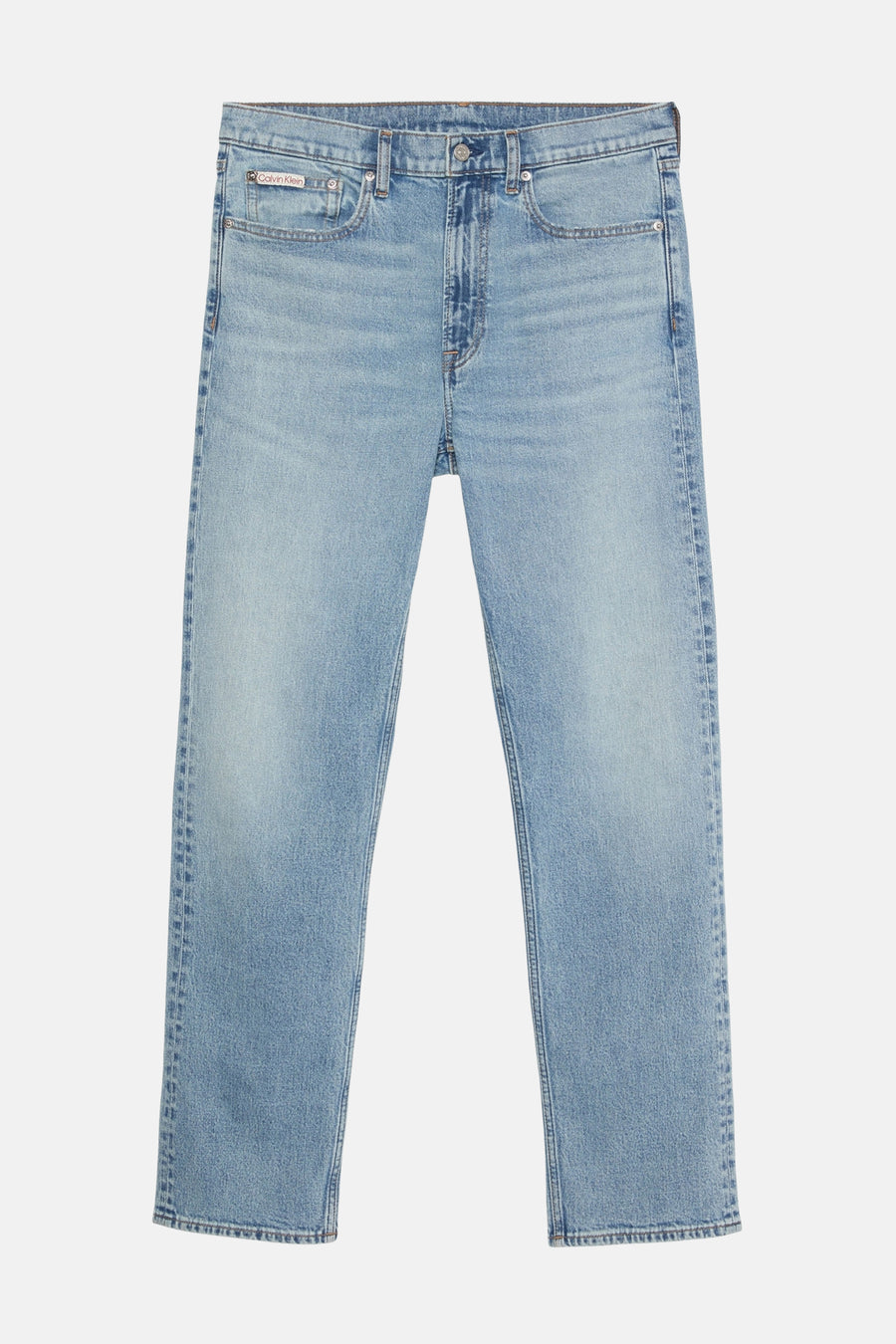 Rechte lichtblauwe spijkerbroek van Calvin Klein, klassieke rechte pasvorm.