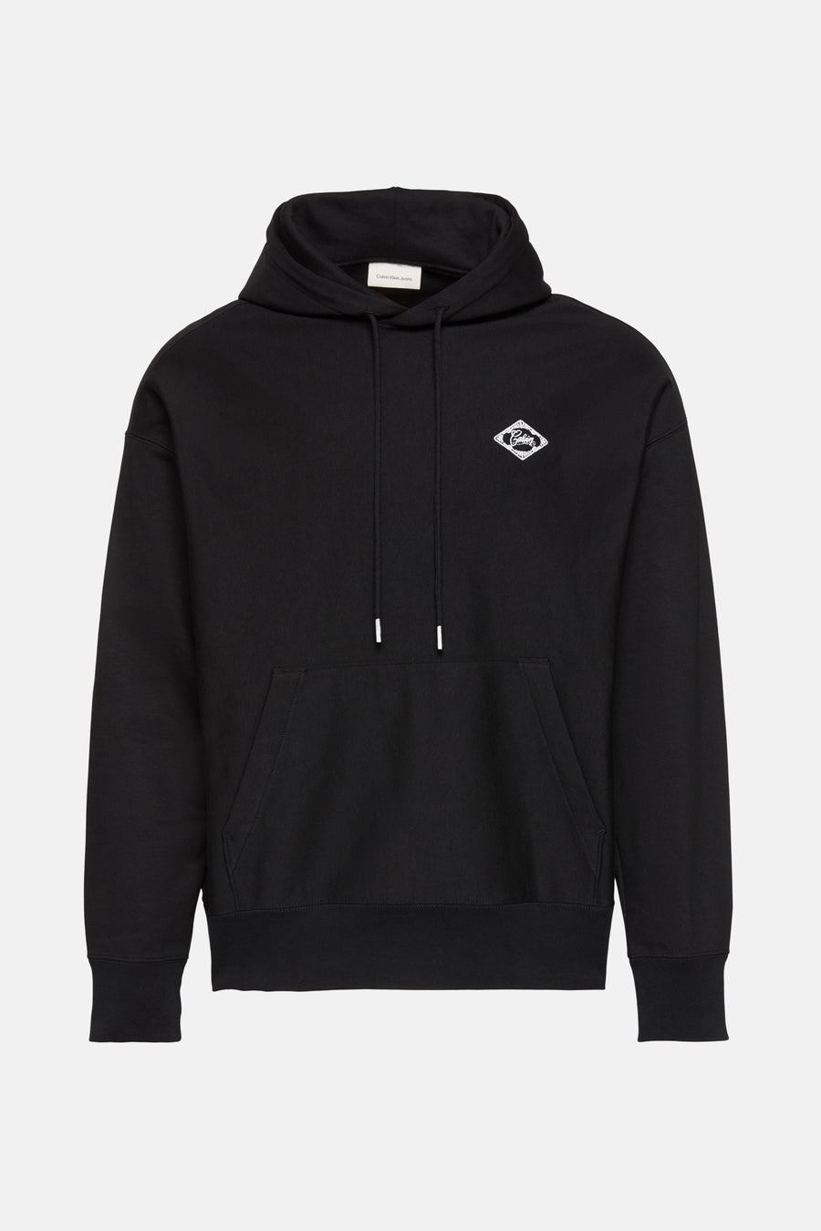 Sweat à capuche noir de Calvin Klein Jeans avec un logo décoratif brodé et une poche kangourou.