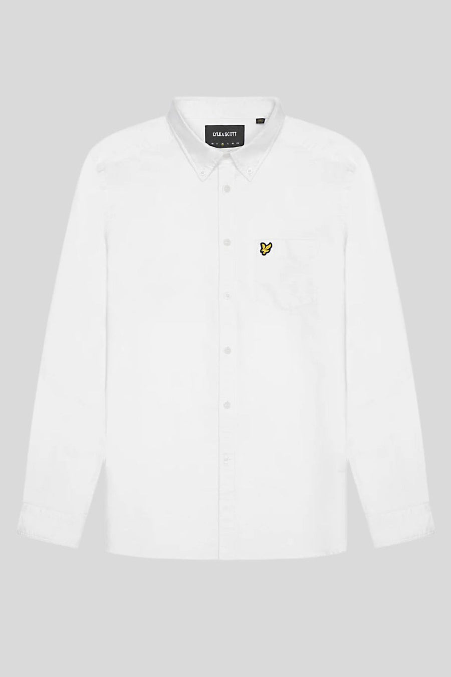 Chemise blanche à manches longues de LYLE & SCOTT, avec un logo jaune brodé.