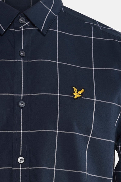 Blauw geruit overhemd met lange mouwen van LYLE & SCOTT met geborduurd logo.