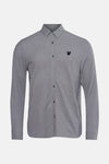 Blauwe blouse met lange mouwen van LYLE & SCOTT, met subtiel textuurpatroon en geborduurd logo.