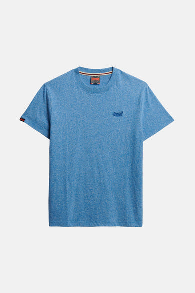 T-shirt bleu à manches courtes de Superdry, avec un logo brodé sur le devant.
