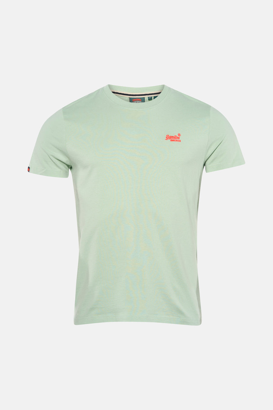 T-shirt à manches courtes vert de SUPERDRY, avec logo rouge imprimé sur le devant.
