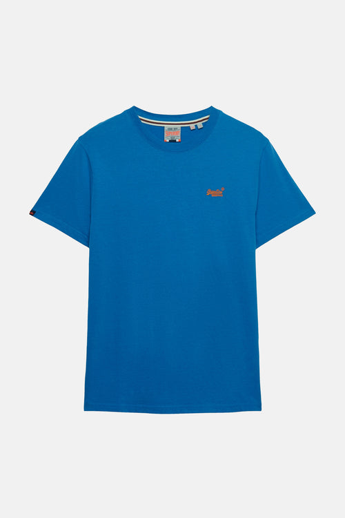 T-shirt bleu à manches courtes de Superdry, avec logo brodé sur la poitrine.