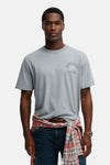 Blauw T-shirt met korte mouwen van SUPERDRY, met opdruk van het logo op de borst.