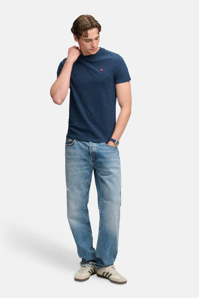 T-shirt met korte mouwen - Diepzeeblauwe gemêleerd/Oranje