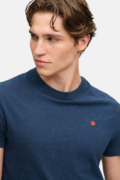 T-shirt met korte mouwen - Diepzeeblauwe gemêleerd/Oranje
