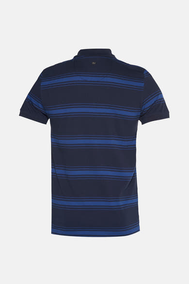 Blauw gestreept poloshirt, van Petrol Industries, met korte mouwen en klassieke kraag.