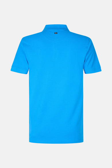 Blauw poloshirt met korte mouwen van Petrol Industries, effen, van achteren gezien.
