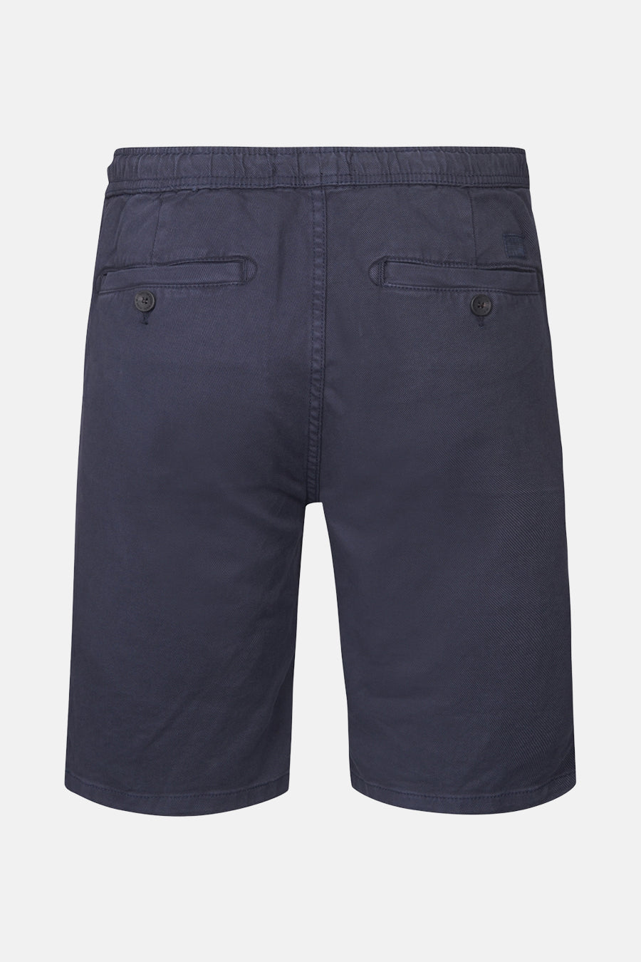 Korte blauwe short van Petrol Industries, met trekkoord in de taille en achterzakken met knoopsluiting.