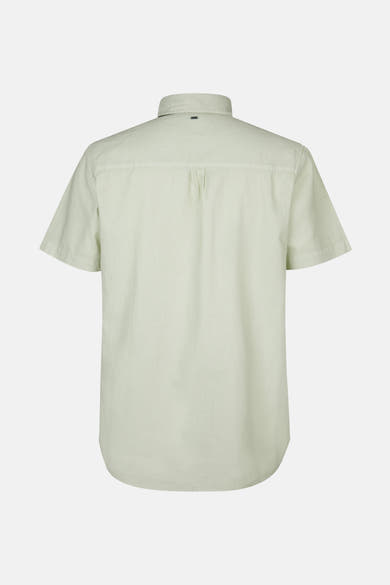 Chemise à manches courtes verte de Petrol Industries®, vue de dos, avec patte de boutonnage apparente.