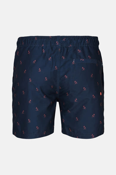 Short de bain bleu foncé de Petrol Industries® avec motif de flamants roses, poche arrière.