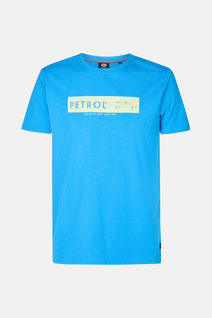 Blauw T-shirt met korte mouwen van Petrol Industries® met een grafische print op de voorkant.