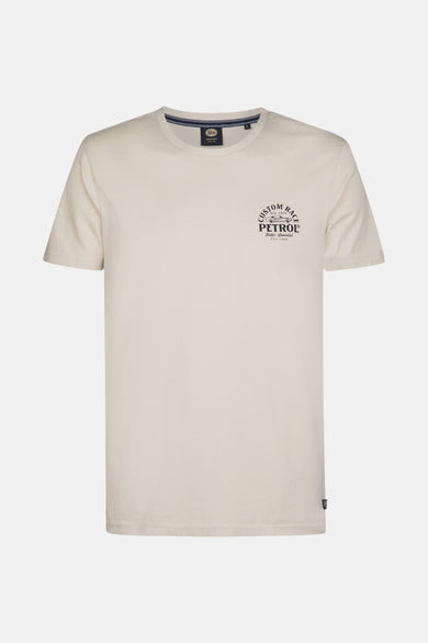 T-shirt beige met Petrol Industries, met een print op de borst.