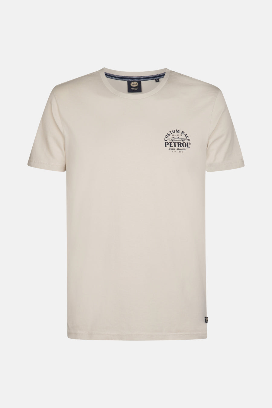 T-shirt beige met Petrol Industries, met een print op de borst.