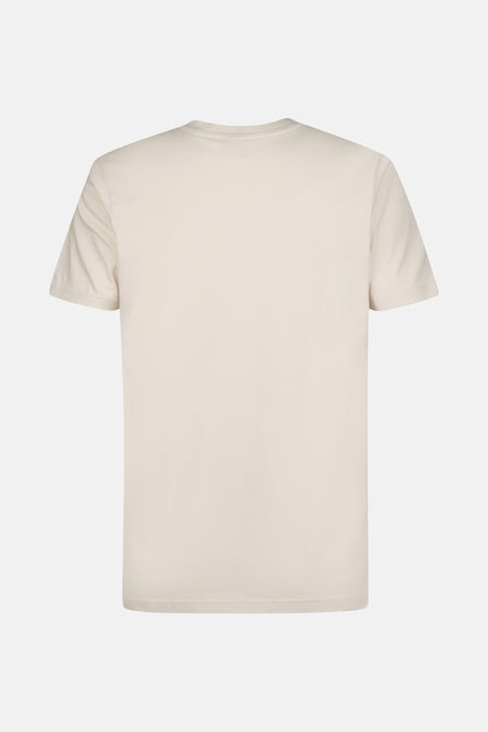 Beige t-shirt met korte mouwen van Petrol Industries, rugweergave, eenvoudig en ontspannen.