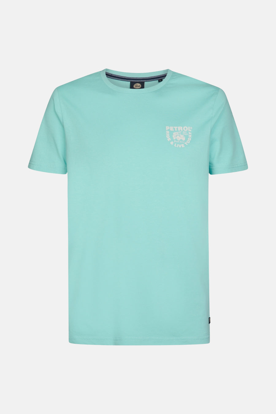 Blauwe korte mouw T-shirt van Petrol Industries®, met een grafisch print op de borst.