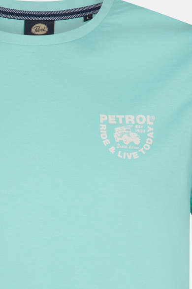 Blauwe t-shirt met korte mouwen van Petrol Industries, met een print op de borst.