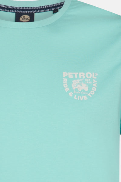 Blauwe t-shirt met korte mouwen van Petrol Industries, met een print op de borst.