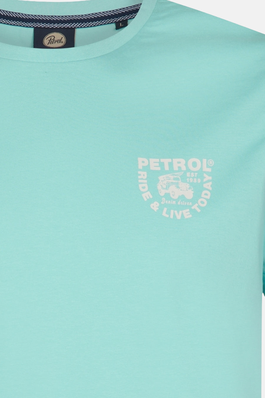 Blauwe t-shirt met korte mouwen van Petrol Industries, met een print op de borst.