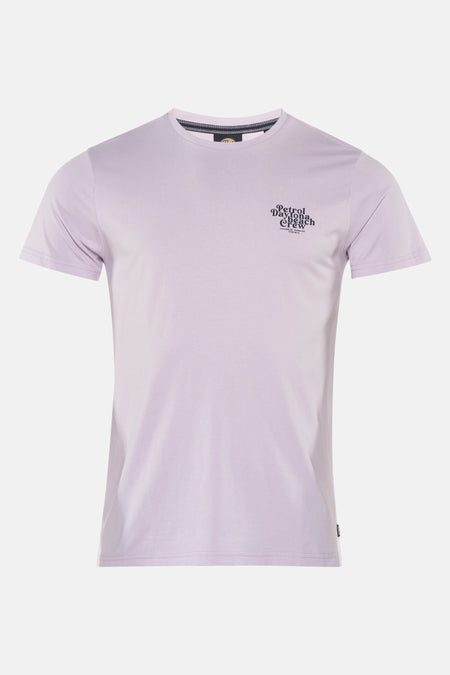 Paars T-shirt met korte mouwen van Petrol Industries, met decoratieve tekstprint op de voorkant.