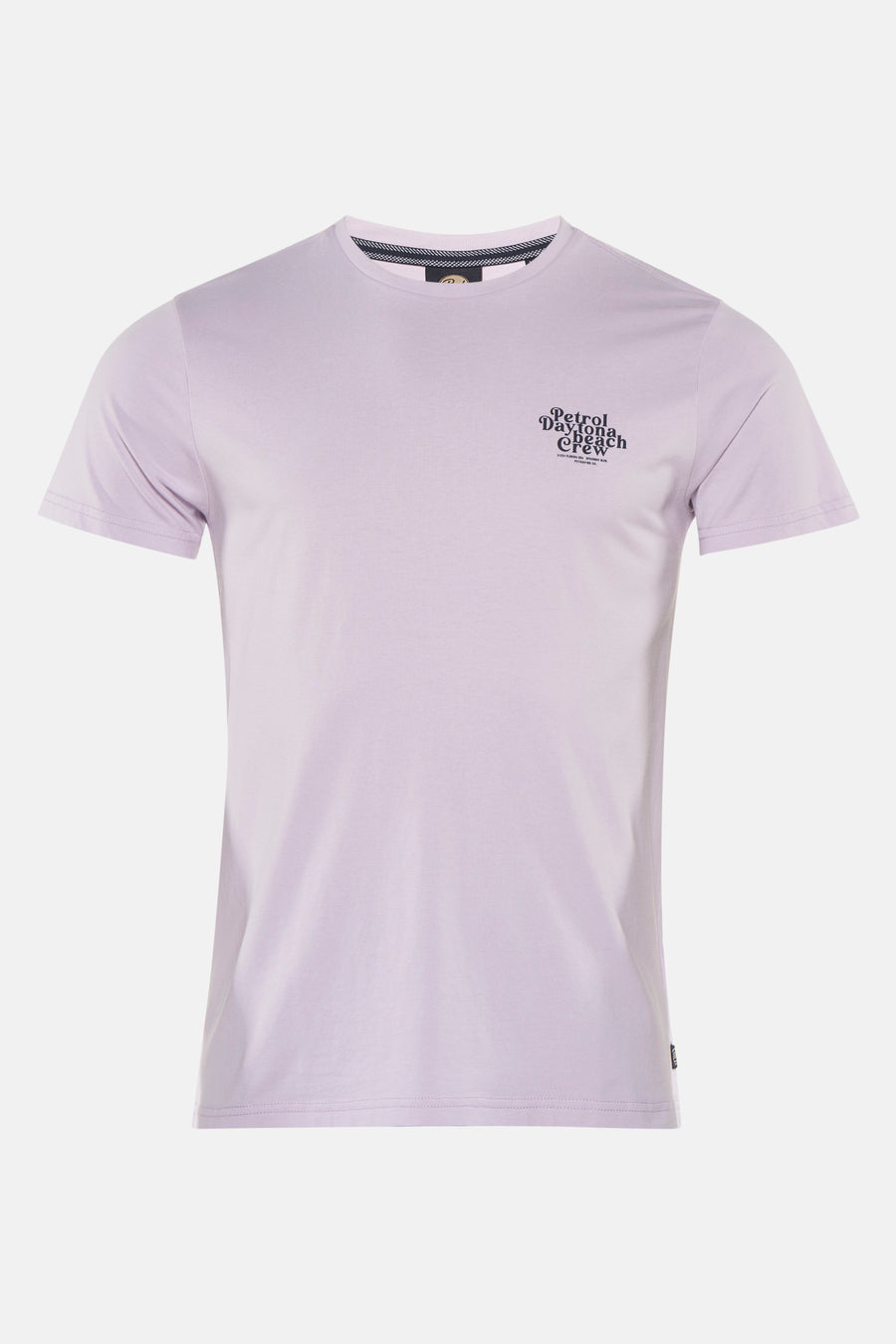 Paars T-shirt met korte mouwen van Petrol Industries, met decoratieve tekstprint op de voorkant.