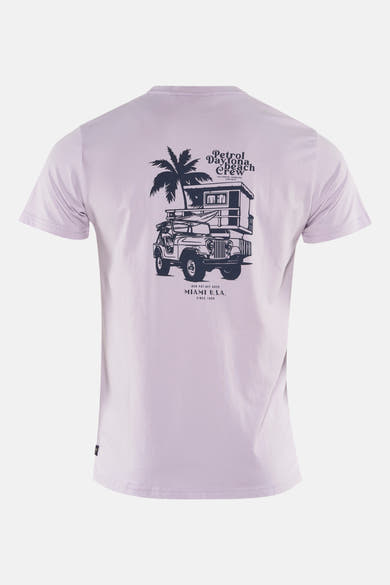 Paars T-shirt met korte mouwen van Petrol Industries® met een grafische print op de rug.