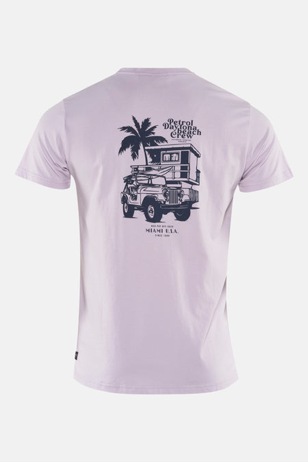 Paars T-shirt met korte mouwen van Petrol Industries® met een grafische print op de rug.