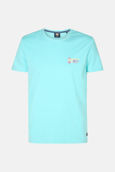 Blauw T-shirt met korte mouwen van Petrol Industries, met een kleine print op de borst.