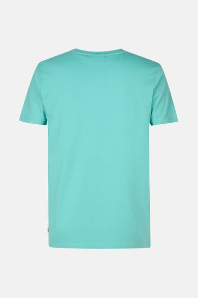 Groen T-shirt met korte mouwen van Petrol Industries, effen, van achteren gezien.