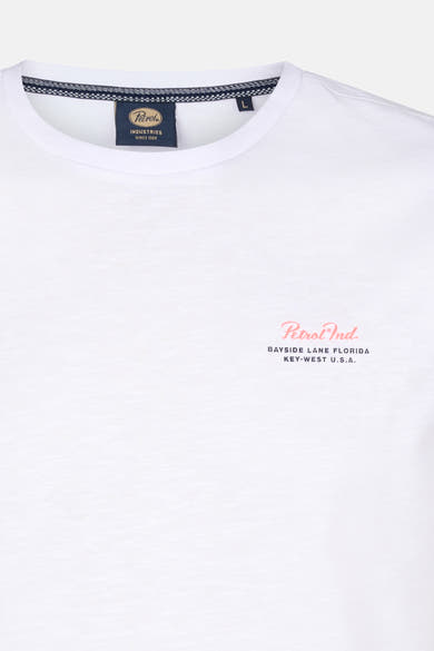 Wit T-shirt met korte mouwen van Petrol Industries, met een ronde hals en opgedrukte logo.