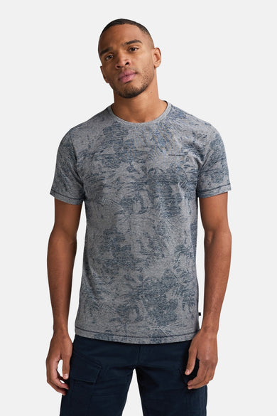Blauwe korte mouw T-shirt van Petrol Industries met abstrakte textuurde motif.
